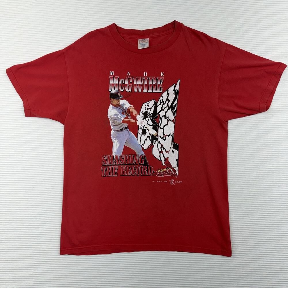 Vintage St. Louis Cardinals Shirt Mens Large Red MLB Mark McGwire Unique 90s
